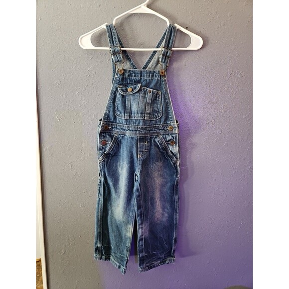 Genuine Kids Osh Kosh Overalls Size 4T 24" Waist Blue Denim Jean Overalls (A286) - Picture 1 of 8